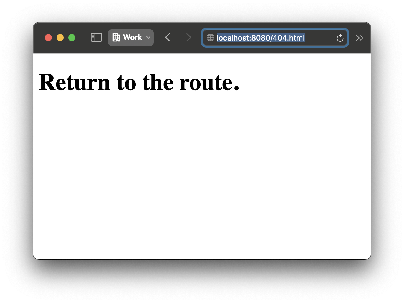 screen shot of browser window that says “Return to the Route” in the default font as an H1 title and nothing after it visible.