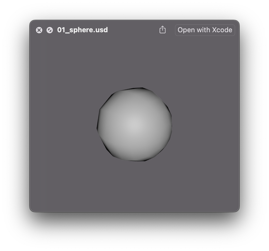 A low poly image of a gray sphere in a computer window.