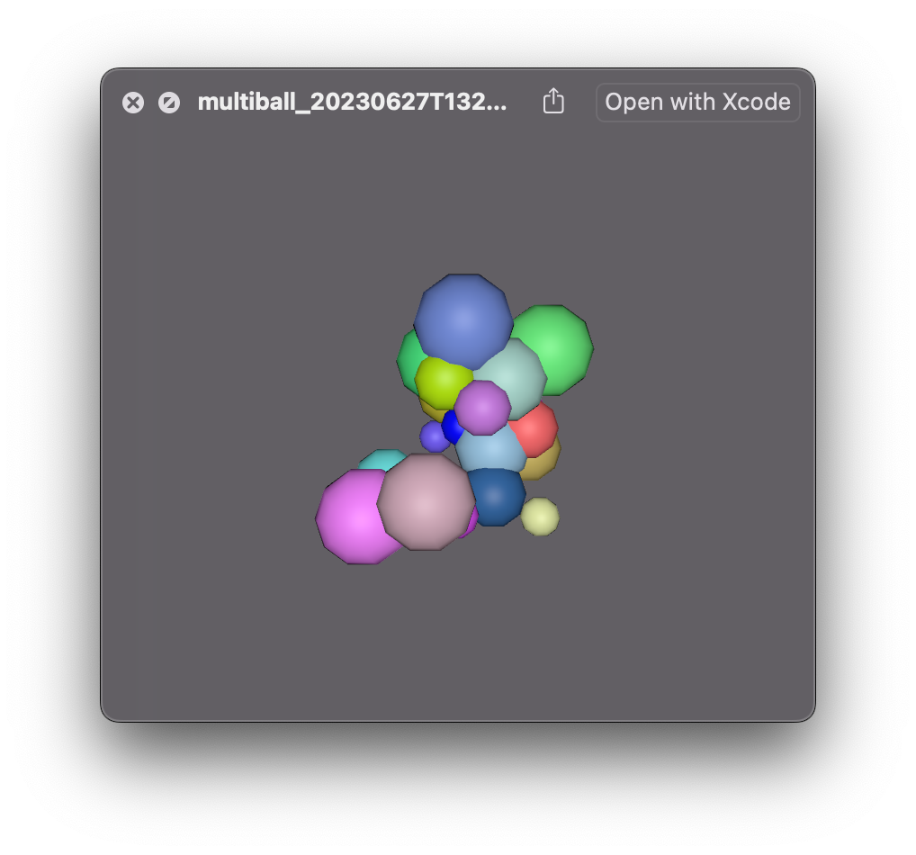 A bunch of spheres glommed together. Each is a slightly different size and color.